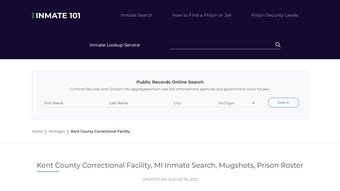 Kent County Correctional Facility, MI Inmate Search, Mugshots, Prison ...
